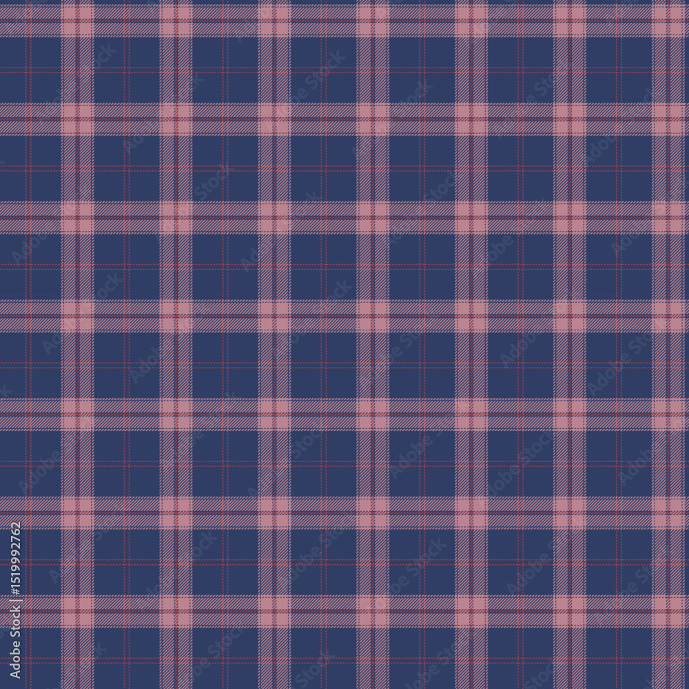 Obraz premium Stylish navy and blush pink plaid pattern design.