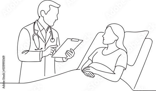 Medical Consultation Line Art Scene