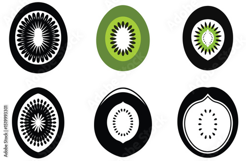 Kiwi Fruit Icons Vector Graphics Bundle for Design Projects - 6 Unique Styles
