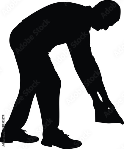 Person Bending Over Silhouette Vector Illustration for Exercise, Work, and Daily Activity Concepts