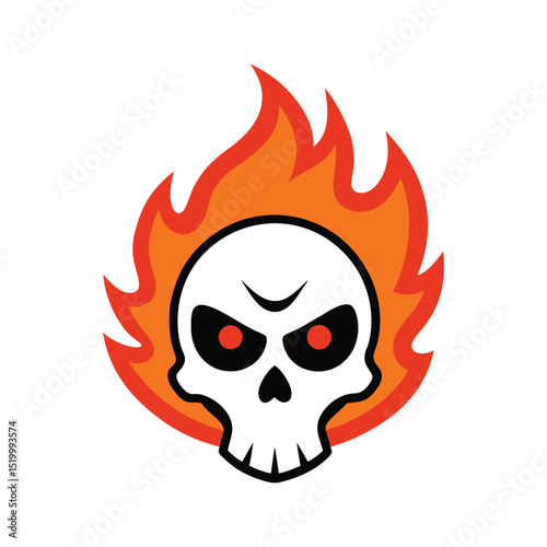 Skull with flames mascot logo vector illustration
