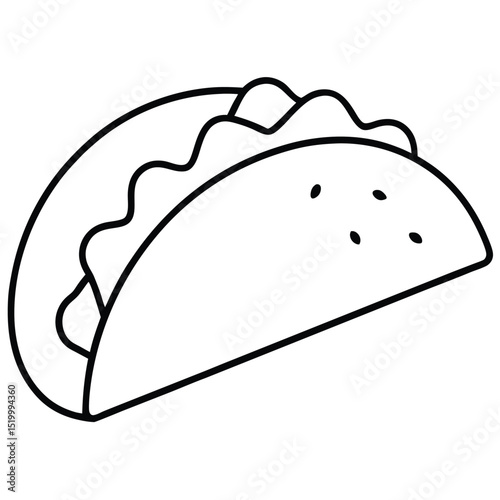 Delicious Taco Illustration Line Art Design, Perfect for Menus, Food Blogs, and Culinary Branding