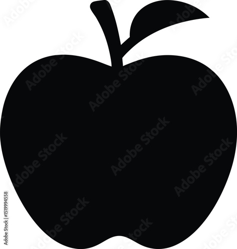 Apple Silhouette Vector Icon of Fruit for Food, Health, and Nature Concepts

