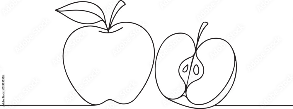 Fototapeta premium Healthy Apple Fruit Logo Minimalist Sketch
