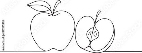 Healthy Apple Fruit Logo Minimalist Sketch