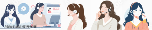 vector of a woman using a headset