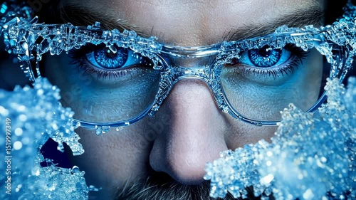Intense gaze, icy spectacle