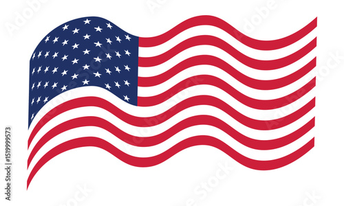 USA  Flag illustration, waving flag of america