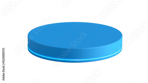 Blue circular platform neon glow minimalist design, podium, product display