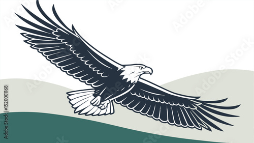Eagle flying illustration vector graphic design bald eagle soaring drawing bird of prey freedom wildlife art