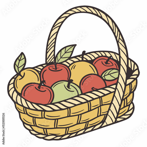 Basket of Apples Clipart Vector
