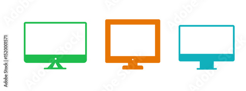 Computer icon set vector. computer monitor sign and symbol, vector illustration