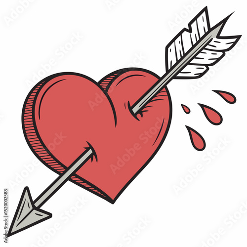 Heart with Arrow Piercing Vector Clipart
