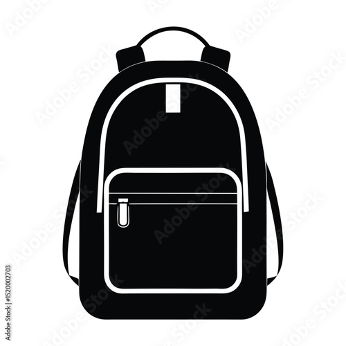 Black Backpack Outline School Supplies, Travel Gear, Education, and Style Icon Design