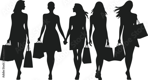 Stylish women silhouettes fashionable female figures in elegant poses