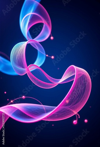 Abstract colorful wave design with blue and pink lines on dark background  