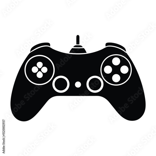 Black Game Controller Gaming Device, Isolated, Simple Design for Graphics and Art