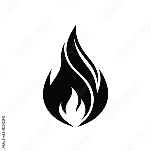 Black Flame Illustration Stylized Fire for Design and Creative Projects