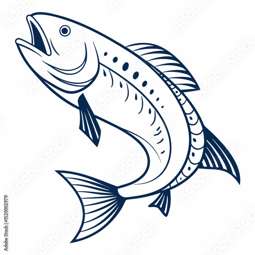 Fish Swimming Clipart in Minimal Style
