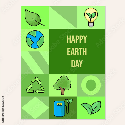 Earth day ecology banner design. Abstract background in geometric style