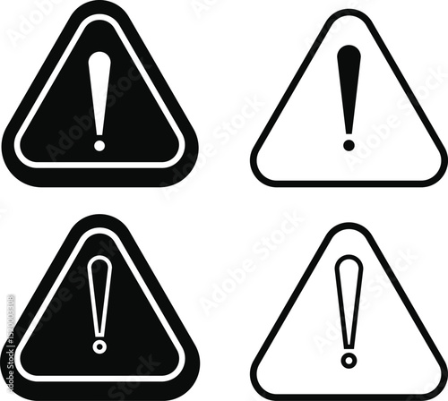 Warning danger triangle icon set set. Vector collection isolated on transparent background hazardous apps and website material symbol in trendy style. Globally harmonized system all classes caution
