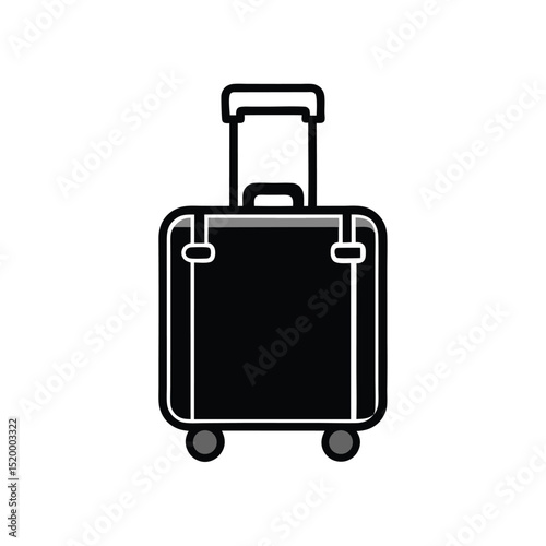 Black Rolling Suitcase Icon Luggage With Wheels, Telescoping Handle, and Travel Design