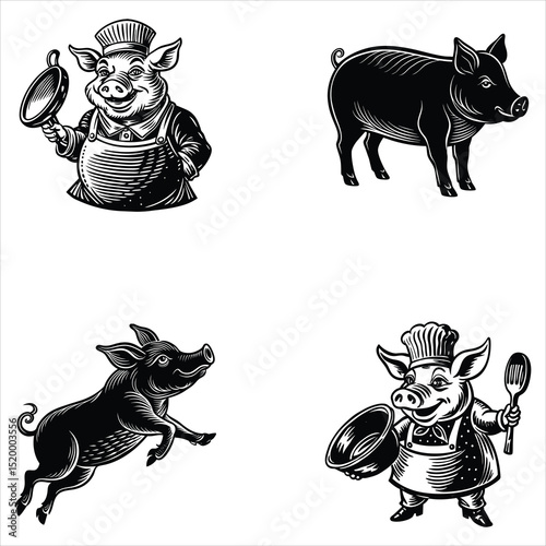 Cute Pig Farm Animal Silhouette Svg 