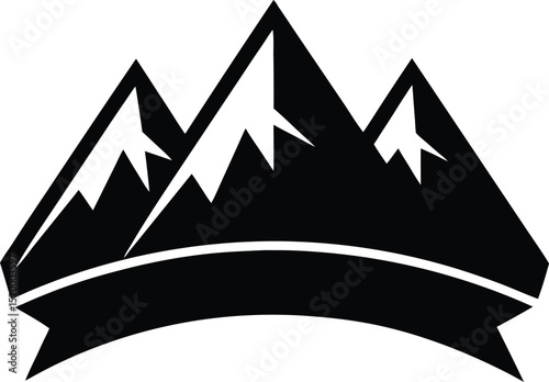 Black silhouette of mountains peaks
