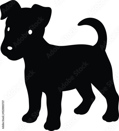 Black silhouette of a dog on a white background with animal and nature theme