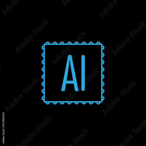 Artificial intelligence AI processor setting vector icon web site, logo, social media. vector	