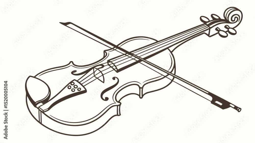 Obraz premium Violin illustration vector art drawing music instrument orchestra classical stringed musical instrument sketch art