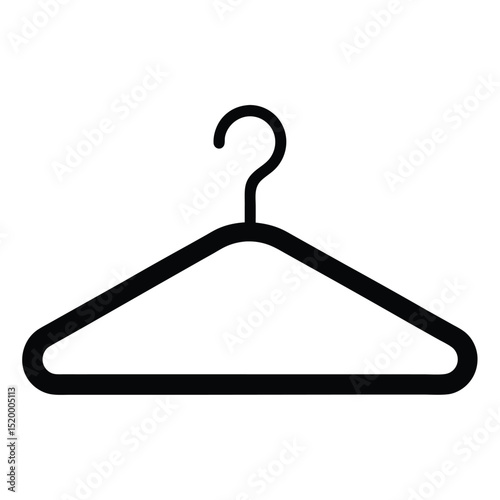 Simple Black Clothing Hanger Outline Isolated on White Background for Wardrobe Essentials