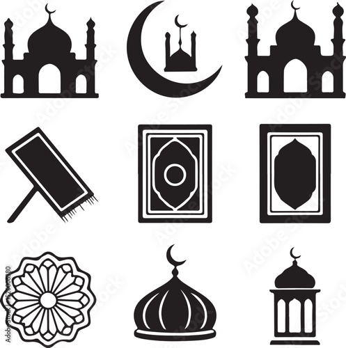  Black and White Islamic Symbols for Ramadan and Eid