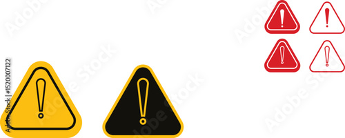Warning danger triangle icon set set. Vector collection isolated on transparent background hazardous apps and website material symbol in trendy style. Globally harmonized system all classes caution