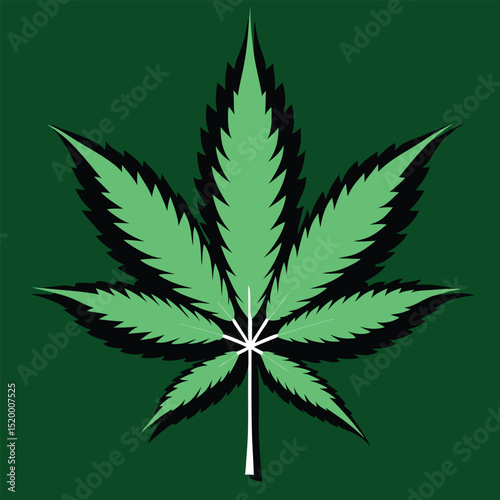 Cannabis Leaf Illustration – Green Marijuana Plant Symbol on Dark Background