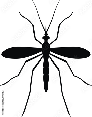 Mosquito Silhouette Vector Illustration of Insect for Health and Nature Concepts

