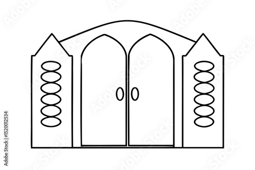 Elegant lineart drawing of a grand archway gate