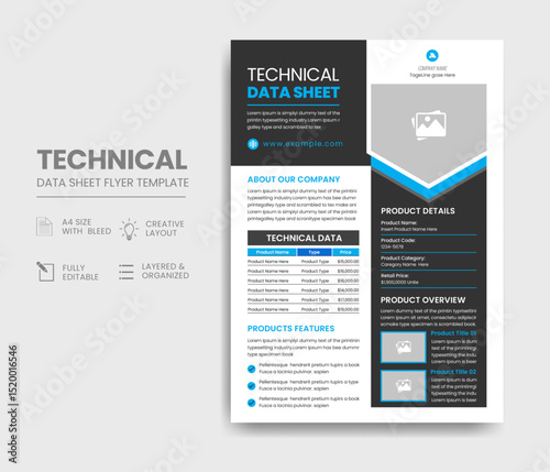 Technical Data Sheet Flyer Template Design