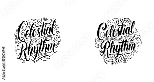 Celestial Rhythm Typography Logo Design | Elegant Hand Lettered Script for Brand Identity, Apparel, and Merchandise