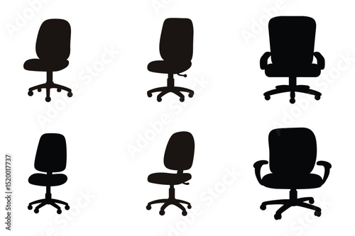 office chair silhouette vector set, chair icon vector bundle