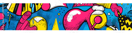 PNG Colorful pop art objects, element set on transparent background