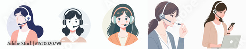 vector of a woman using a headset
