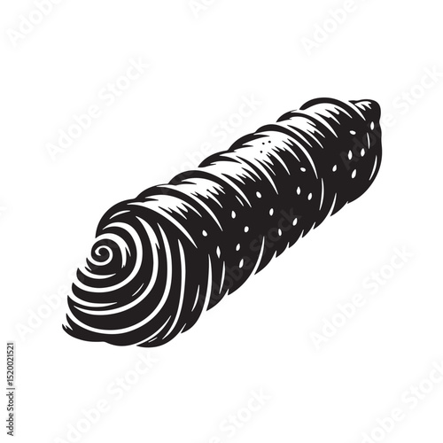 Black Cannoli Silhouette Vector, High Quality Illustration on White Background