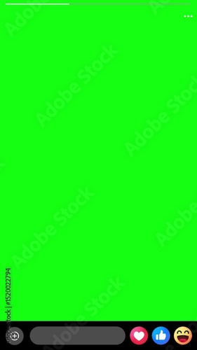 Facebook Stories UI Overlay (Greenscreen) Animation – fb Mobile App Interface Mockup with Meta Story Elements, Reactions, and Post Design for Social Media Showreels