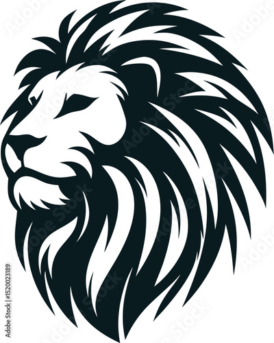 Lion Head Illustration – Majestic Silhouette Vector Symbol of Strength and Courage