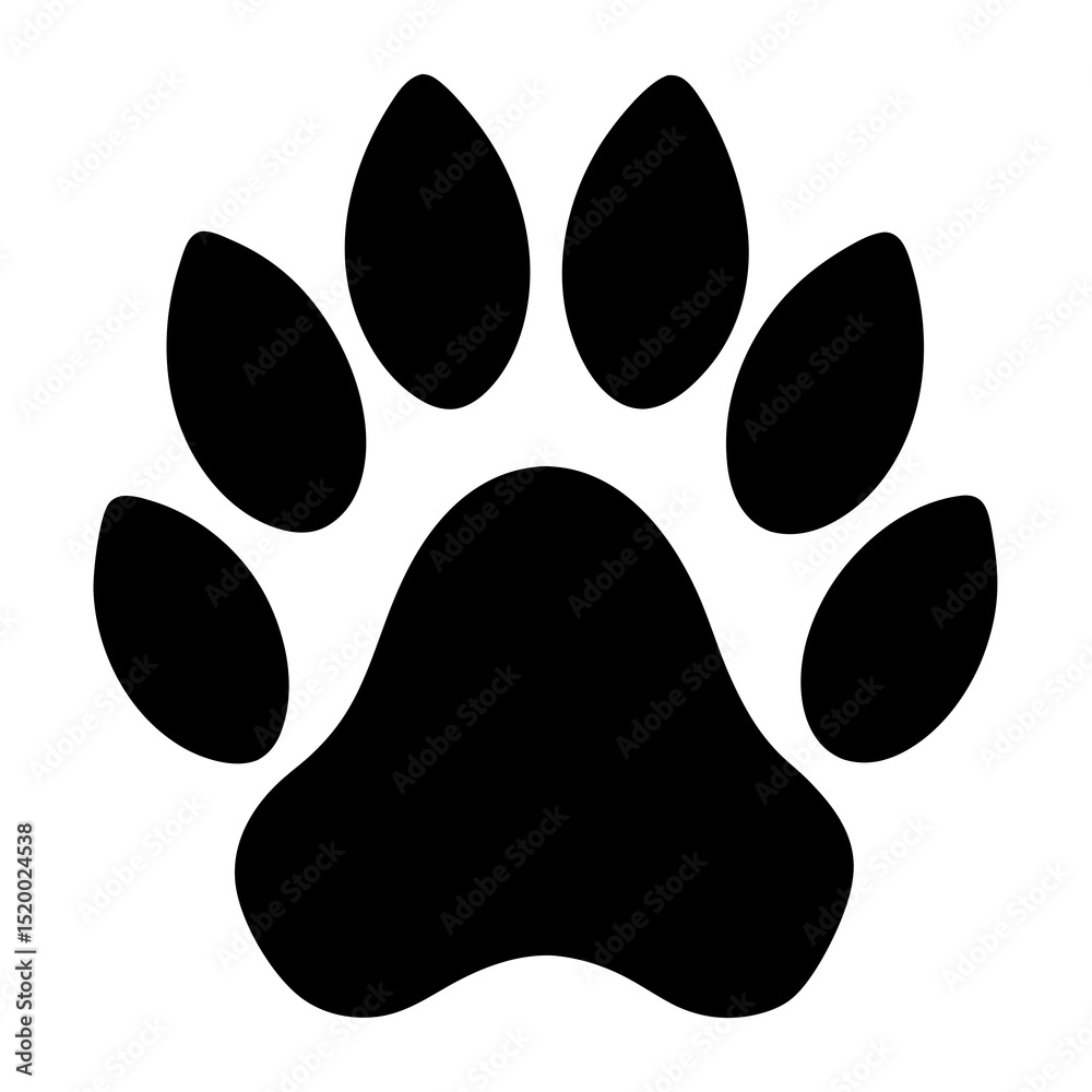Fototapeta premium Black paw print isolated on white background