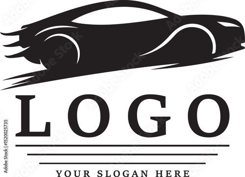 Black Racing Car Logo – Vector Silhouette Design for Teams