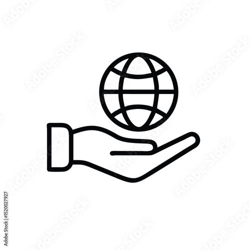 Hands holding a globe icon vector design illustration.