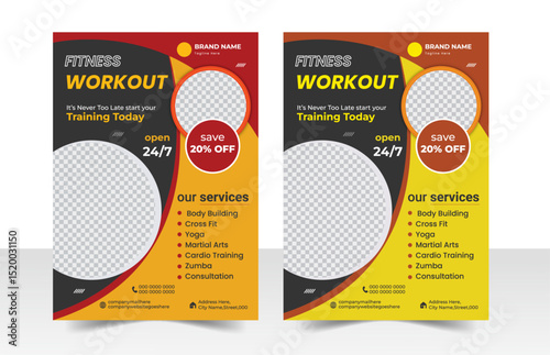 Creative  Gym Flyer Template for Fitness Promotion Professional Fitness Club Flyer Design for Gym Advertising Creative Gym Flyer for Workout & Personal Training Services Modern Fitness Flyer.
