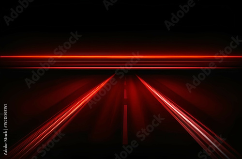 Red speed light horizontal straight line on black background